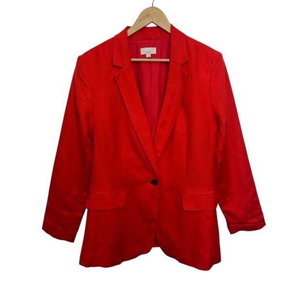 Loft True Red Summer 24' Linen Blend Blazer, 14 - Picture 3 of 10